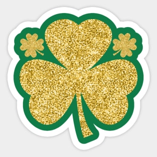 Gold Glitter Irish Lucky Clover Shamrock St Patricks Day Sticker